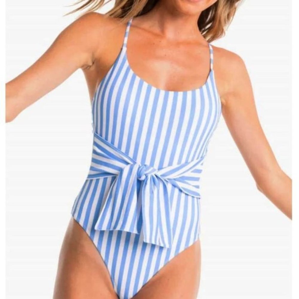 NWT Southern Tide Seaside Adventure One Piece Blue Striped Swimsuit
